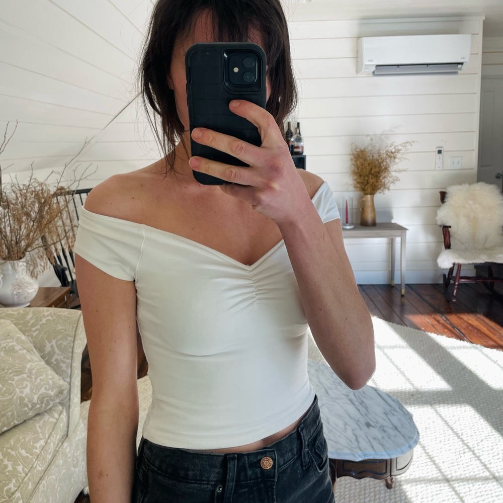 Bebe Off the Shoulder Crop Top